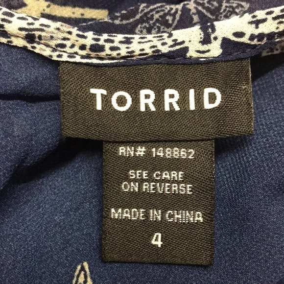 Torrid Women’s Plus Size 4X Sheer Tunic or Swim Suit Cover Navy Blue white - Picture 10 of 11